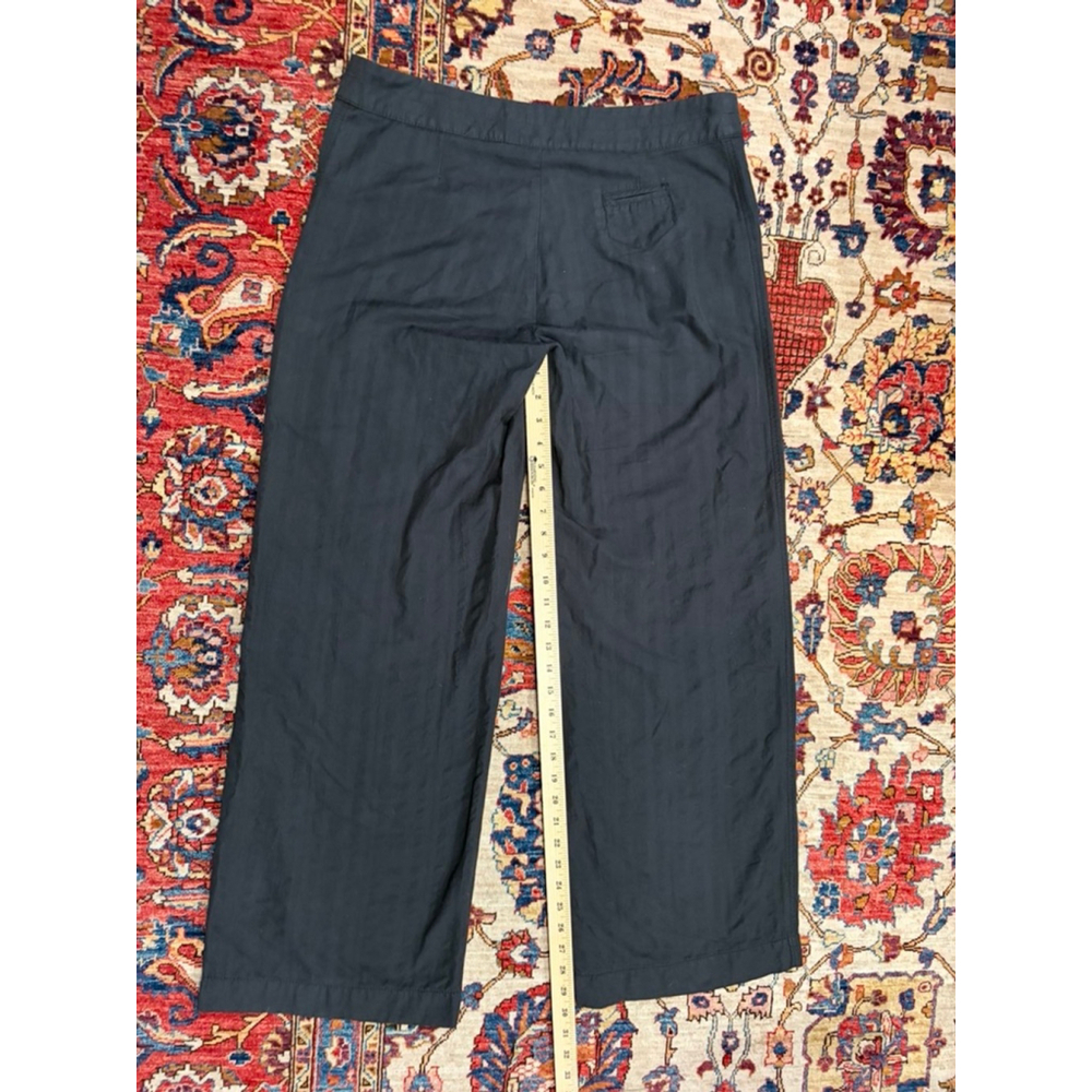 Cotélac Women’s Size 4 Black Pinstripe Wide Leg Cropped Pants Textured Cotton - Picture 8 of 10